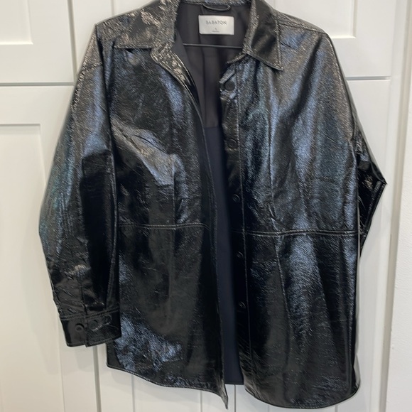 Aritzia Babaton Pelli Shirt Jacket Black/Vegan Leather - Picture 7 of 10